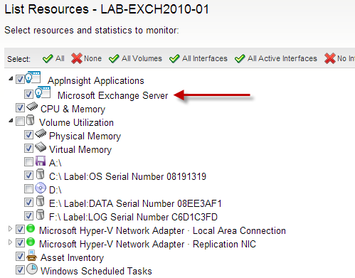 AppInsight for Exchange List Resources.png